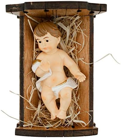 תינוק ישו באבוס / מושלם עבור מקורה סצנת המולד / מסורתי דתי חג המולד קישוט | עץ אבוס עם נשלף תינוק ישו / מתנה גדולה